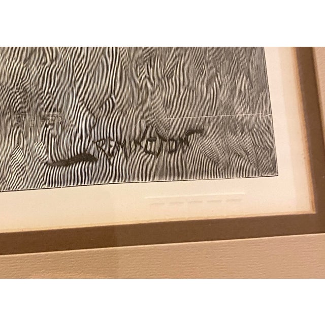 Black 1970s Frederic Remington Wood Engraving "Teaching a Mustang Pony to Pack Dead Game" Western Cowboys Horses For Sale - Image 8 of 10