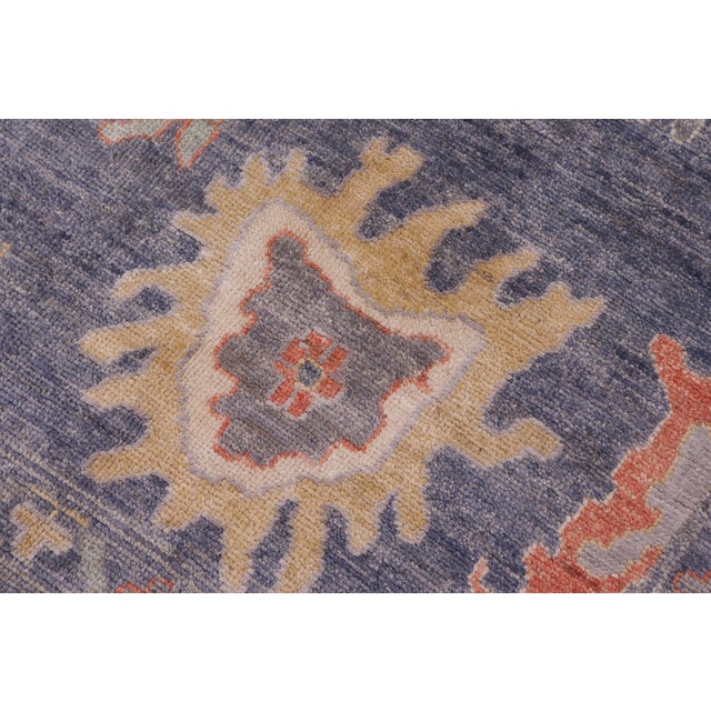 Textile Boho Chic Oushak Paloma Blue/Gray Wool&Silk Rug - 9'11'' X 13'11'' For Sale - Image 7 of 8