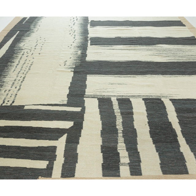 Textile Large Abstract Modern Geometric Flat-Weave Rug by Doris Leslie Blau For Sale - Image 7 of 9