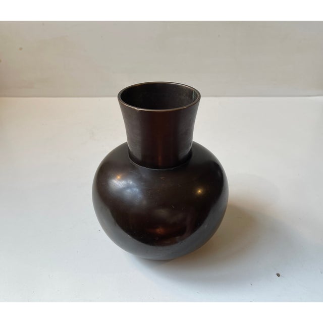 Art Deco Vase in Patinated Bronze by Bdr. Grage, Denmark, 1950s For Sale - Image 6 of 9