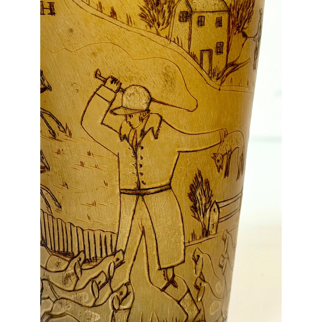 Rare Georgian Hand-Engraved Sporting Cow Horn Beaker "The Death" of the Fox Hunt For Sale - Image 12 of 18