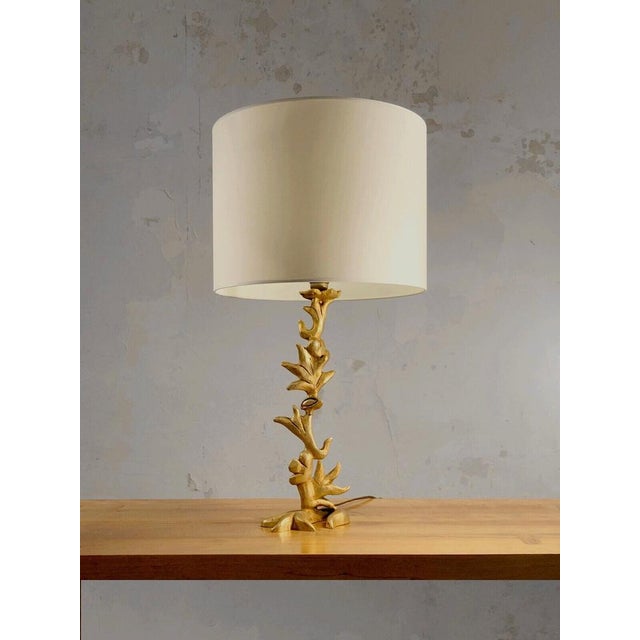 French Sculptural Golden Lamp by Georges Mathias for Fondica, 1980s For Sale - Image 9 of 9