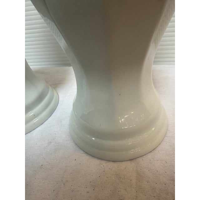 Lotus Shaped Ceramic Candle Holders, Pair For Sale - Image 10 of 12