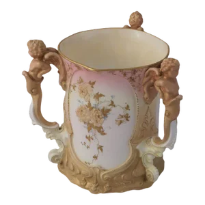 1900s English Victorian Style Porcelain Royal Doulton Loving Cup