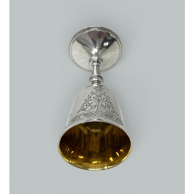 Religious Antique Vintage Sterling Silver Gilt Wine Religious Goblet Chalice 1971 5.5 Ozs For Sale - Image 3 of 8