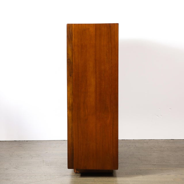 Art Deco Walnut Cabinet With Lucite Pulls & Glass Front by Gilbert Rohde For Sale - Image 12 of 17