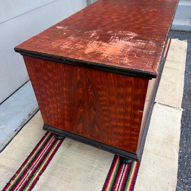Contemporary Antique Manheim, Lancaster County, Pa Flame Paint Decorated Blanket Chest 19th Century For Sale - Image 3 of 18