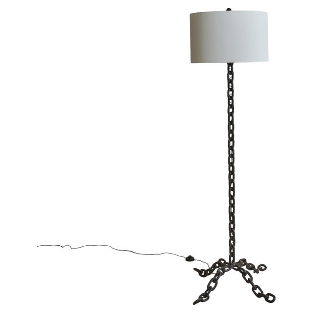 Mid-Century Modern French Iron Chain Floor Lamp, 1960s For Sale - Image 3 of 12