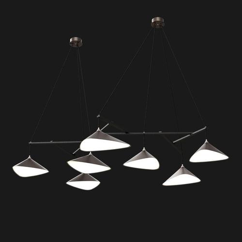 Emily group of seven chandelier in steel with dark bronze finish by moss objects. Dimensions: w 170 x d 225 x h 40 cm....