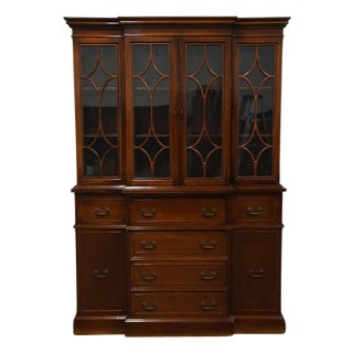Trogdon Furniture Co. Solid Mahogany Traditional Style 52" Breakfront Secretary China Cabinet For Sale