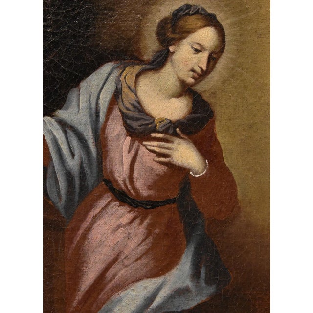 Scuola Toscana, Annunciation, 1650, Oil on Canvas, Framed For Sale - Image 7 of 16