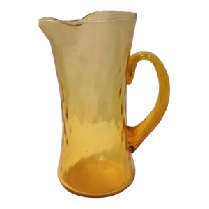 1940 “Anchor Hocking” Depression Amber Glass Pitcher & 8 Fitz Glasses.