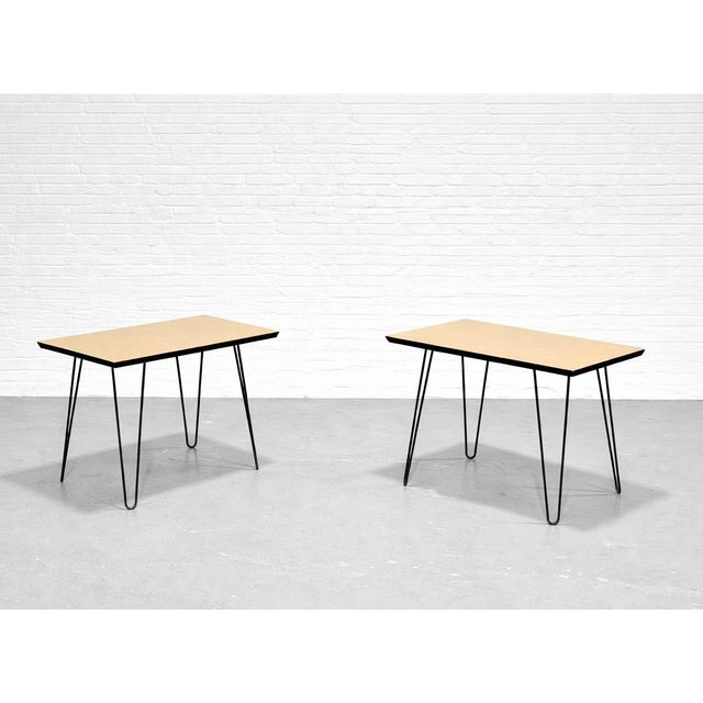 Mid-Century Modern Pair of Mid Century Modern Side / End Tables on Hairpin Legs, C. 1960's For Sale - Image 3 of 13
