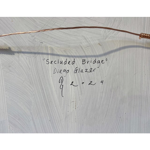 Secluded Bridge by Diego Glazer | Oil on panel depicting a bridge over a stream in a forested area. For Sale - Image 4 of 5