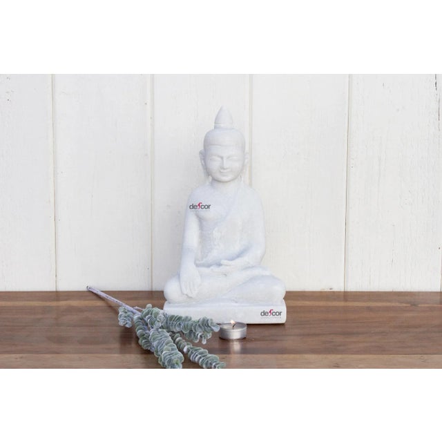White Marble Burmese Sitting Buddha For Sale - Image 10 of 11