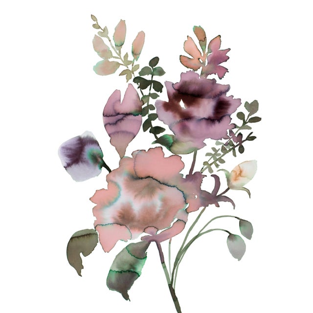 "Floral No. 32" Contemporary Original Botanical Flower Watercolor Painting by Elizabeth Becker For Sale