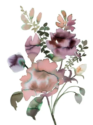 "Floral No. 32" Contemporary Original Botanical Flower Watercolor Painting by Elizabeth Becker