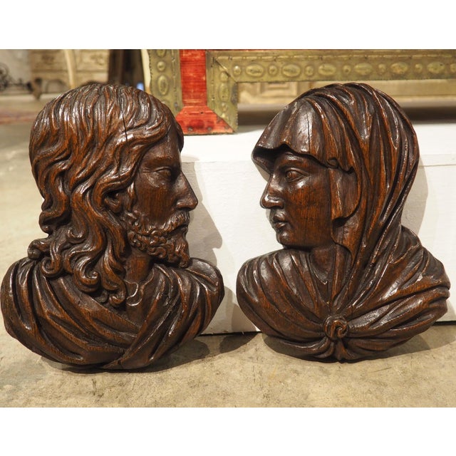 Set of 17th/18th Century French Carved Oak Renaissance Style Profile Busts For Sale - Image 14 of 18
