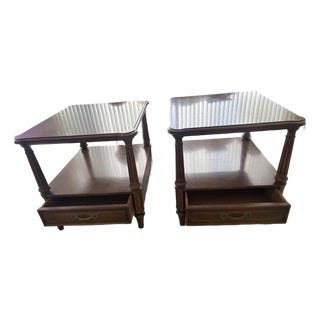 Vintage Henredon End Tables With Drawers For Sale