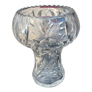 1960s Crystal Etched Butterfly Vase