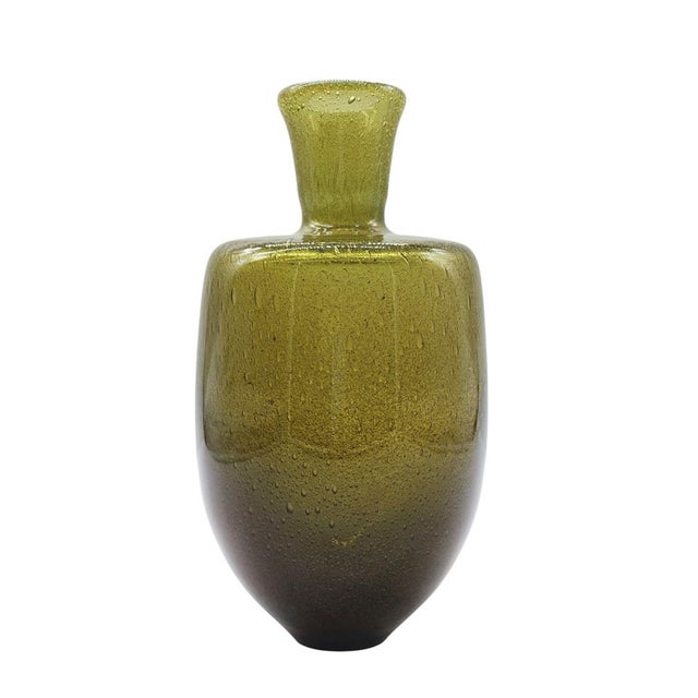 Glass Olive Green Pulegoso Sommerso Glass Vase by Carlo Scarpa for Venini, Italy, 1960s For Sale - Image 7 of 7