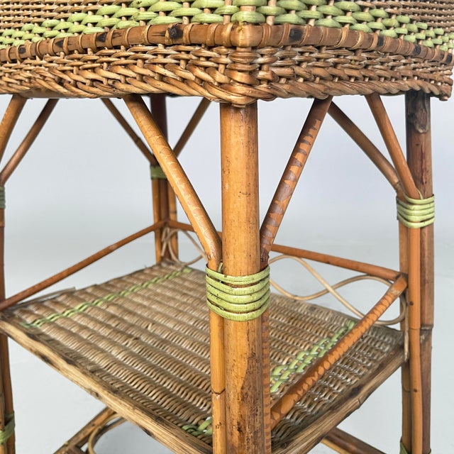Italian Art Deco Cabinet or Coffee Table in Rattan and Green Rattan, 1930s For Sale - Image 16 of 18