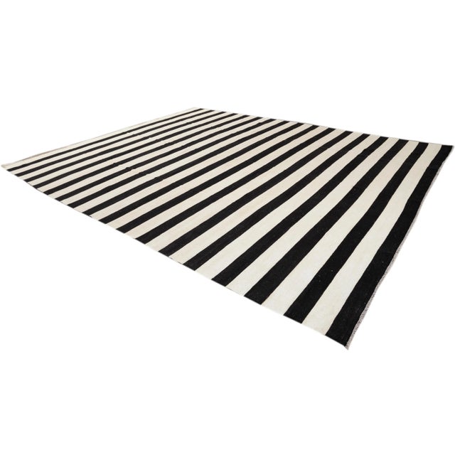Apadana 21st Century Contemporary Striped Kilim Rug For Sale - Image 4 of 11