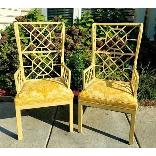 Vintage Edward Pashayan Chinoiserie Fretwork Wingback Chairs - a Pair For Sale In Washington DC - Image 6 of 6