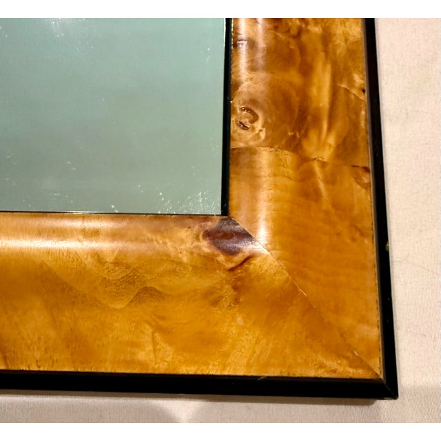 Late 20th C. Art Deco Revival Burl Wood and Black Wall Mirror For Sale - Image 4 of 8