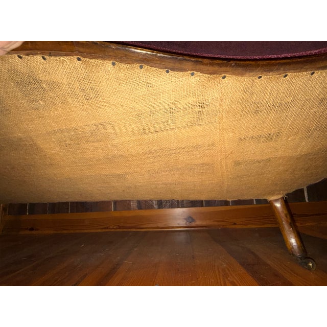 Antique Victorian Carved Walnut Chaise Lounge “Fainting Couch” With Hand-Beaded Floral Upholstery For Sale - Image 6 of 8