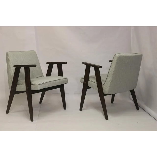 Set of Type 300-177 Bunny Armchairs in Mottled Gray Fabric by Józef Chierowski for Gościcińskie Fabryki Mebli, 1960s For Sale - Image 12 of 16