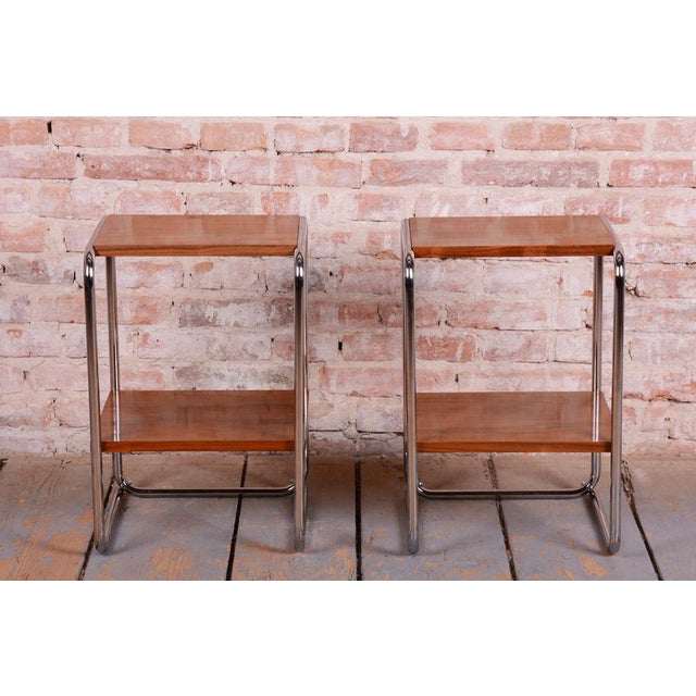 Brown Bauhaus Bedside Tables by M. Breuer for Thonet, Germany, 1920s, Set of 2 For Sale - Image 8 of 15