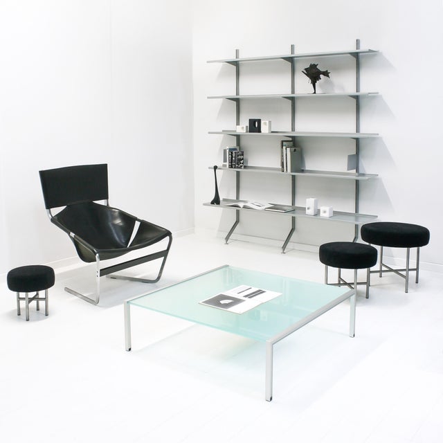 Lounge chair model F444 in it's original black leather, designed by Pierre Paulin and manufactured by Artifort in Holland...