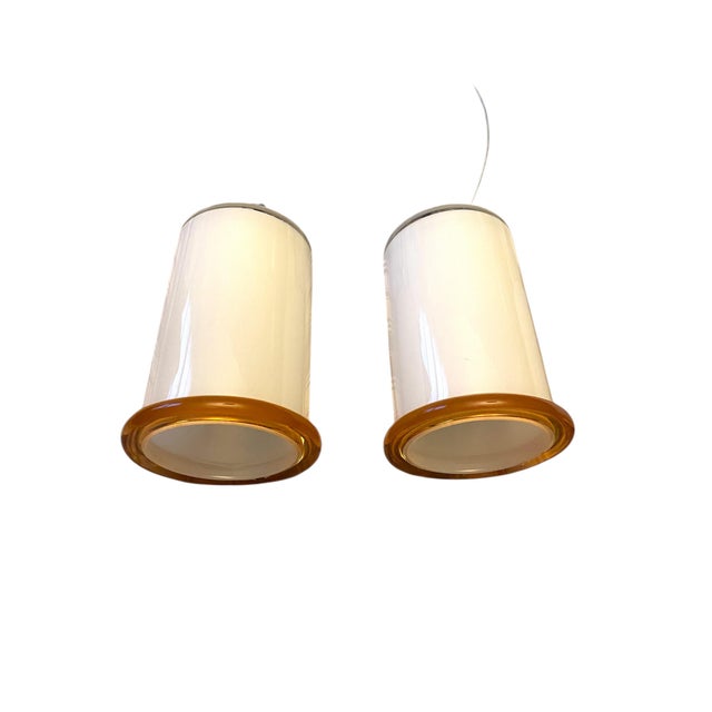 Mid-Century Modern 1980s Set of 3 Murano Glass Pendant Lights by Italian Lighting Company I3 For Sale - Image 3 of 11