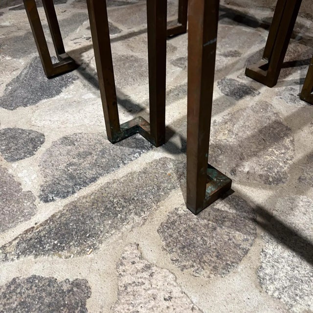 Metal Midcentury Modern Arturo Pani Side Tables in Bronze Mexico For Sale - Image 7 of 9