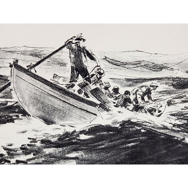 1950s Vintage Original Robert James Pailthorpe High Quality Prints of His Charcoal Drawings of Early Whaling For Sale - Image 5 of 11