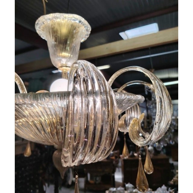 1950s Vintage Murano Chandelier in Clear Blown Glass, 1950s For Sale - Image 5 of 7