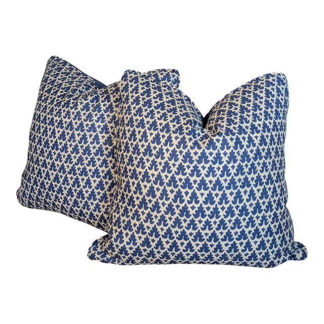 Quadrille Volpi Pillows in New Navy - Pair For Sale