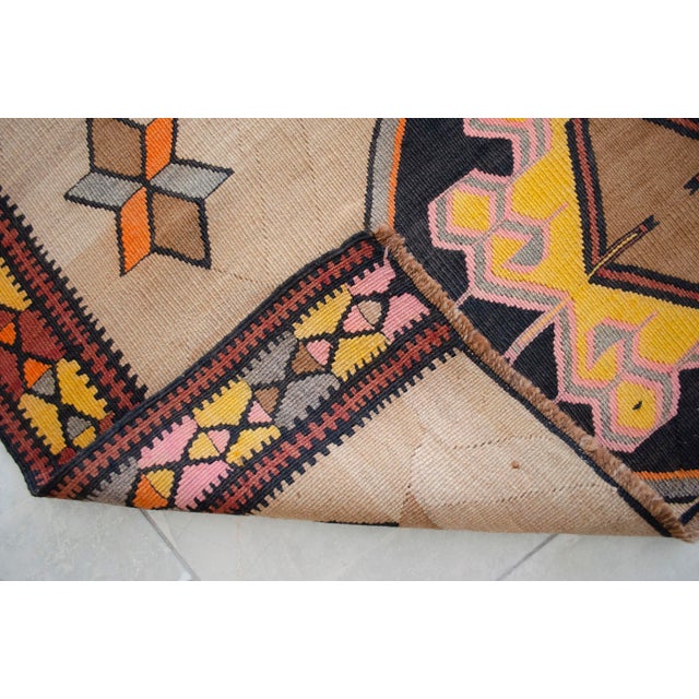 Vintage Turkish Kilim Rug Hand Woven Tribal Large Runner Rug - Neutral Earth Tone 4'4" X 12'10" For Sale - Image 14 of 18