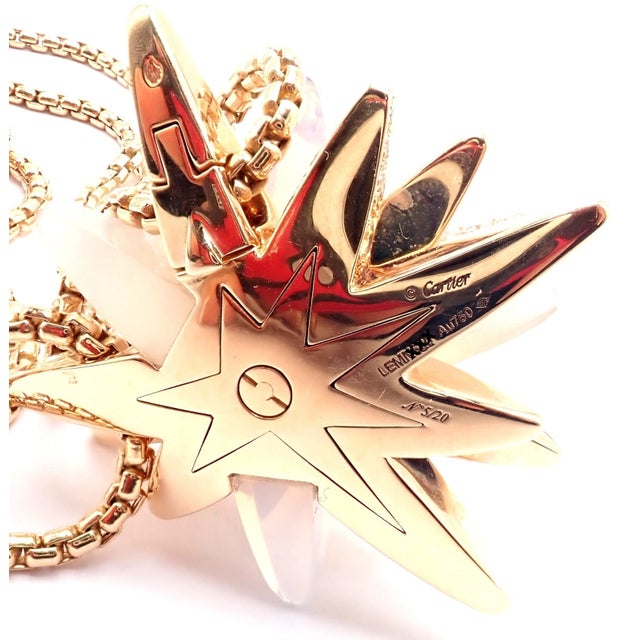 Rose Cartier Rose Gold Limited Edition Diamond Mop Meterore Fractal Pendant Necklace For Sale - Image 8 of 13