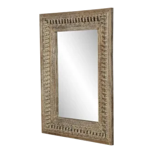 Ornate Moorish Mirror| Hand Carved Distressed Large Mirror | Farmhouse Hotel Entryway Unique Leaning Mirror