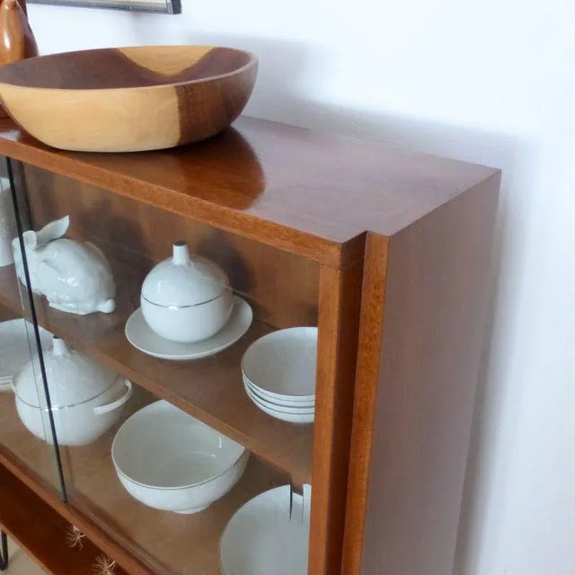 Vintage Showcase Cabinet with Shelf and Glass Sliding Doors For Sale - Image 6 of 11