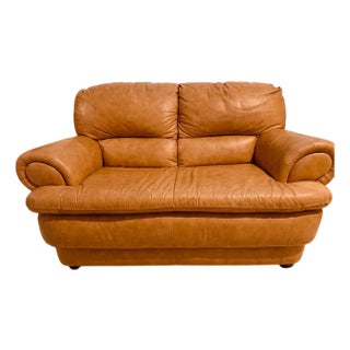Chateau d'Ax Italian Leather Loveseat 2 Seater For Sale