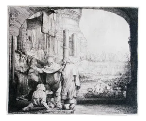 Rembrandt van Rijn, Peter and John Healing the Cripple at the Gate, Etching, 1659