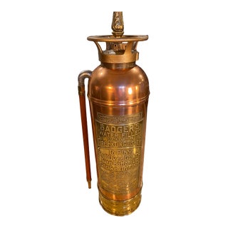 1930 Badgers Solid Copper and Brass Fire Extinguisher For Sale