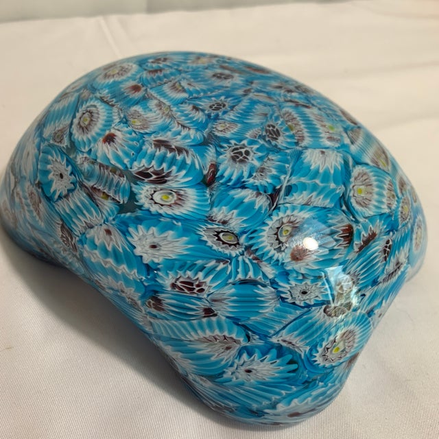 Vintage Mid-Century Murano Millefiori Blue Ruffled Glass Bowl - Fratelli Toso For Sale - Image 10 of 10