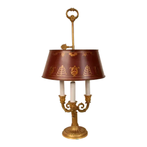 Louis XVI Style Bronze Bouillotte Lamp With Tole Shade