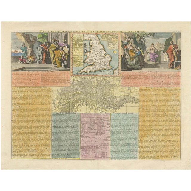 England and London Government Map with Allegorical Vignettes, 1720 For Sale - Image 10 of 10