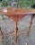 Wood Antique Victorian Style Inlaid Oval Wooden Parlor Table With Turned Legs & Stretcher Base For Sale - Image 7 of 10