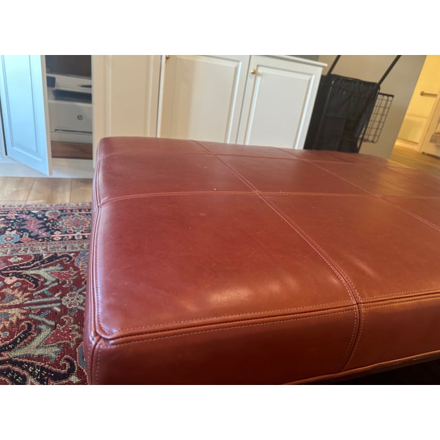 Baker by Barbara Barry Leather Ottoman For Sale In Boston - Image 6 of 14